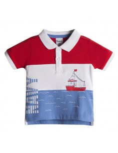 Polo de manga corta en tres colores: Rojo, blanco y azul. Con dibujo de mar y barco de vela. Navy

Composición 100% algodón